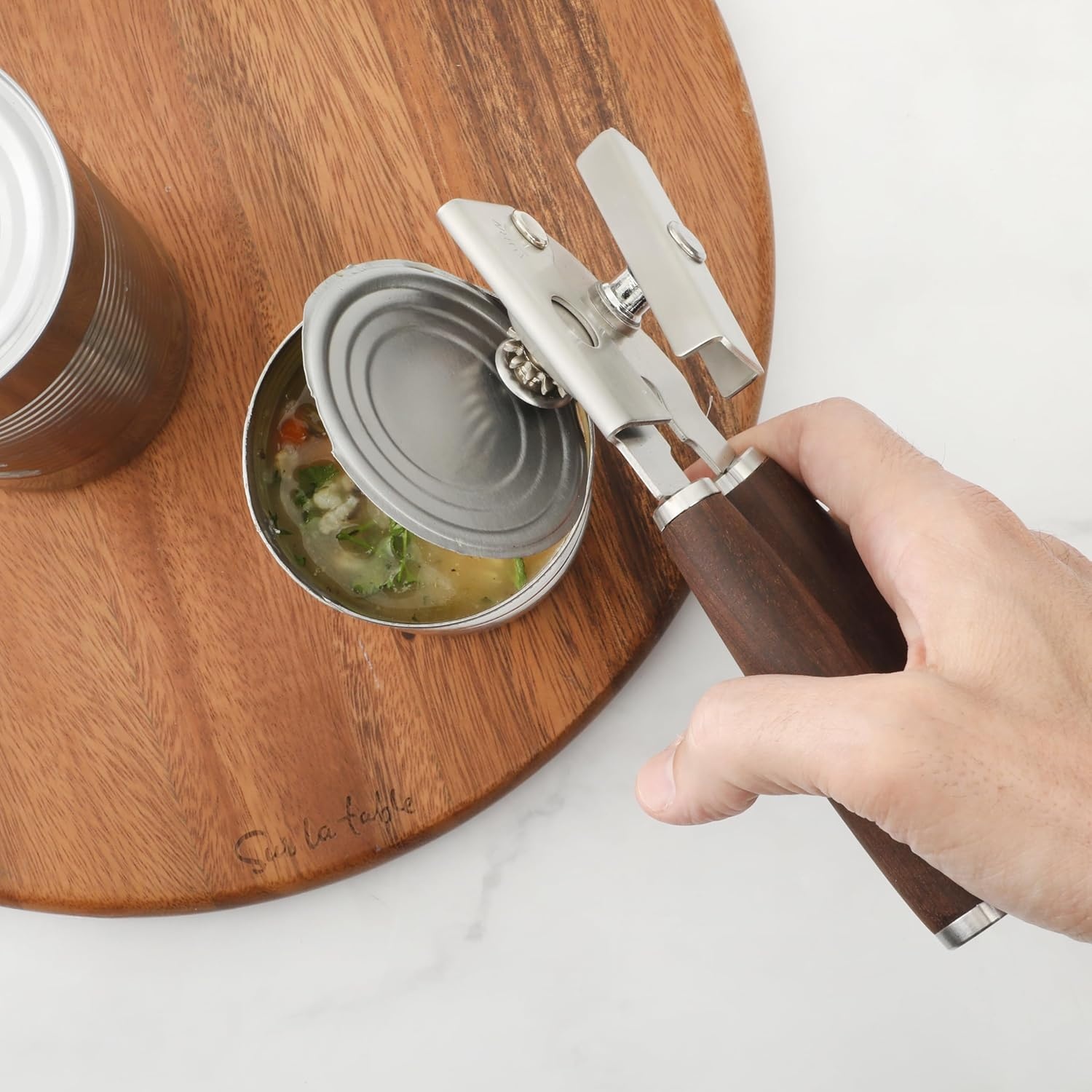 image:imageSur La Table Kitchen Essential Stainless Steel WWalnut Handle 55 Inch Mesh Strainer and SifterWalnut Co StainlessWalnut