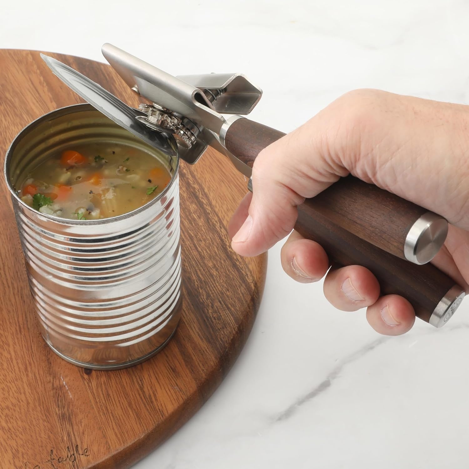 image:imageSur La Table Kitchen Essential Stainless Steel WWalnut Handle 55 Inch Mesh Strainer and SifterWalnut Co StainlessWalnut