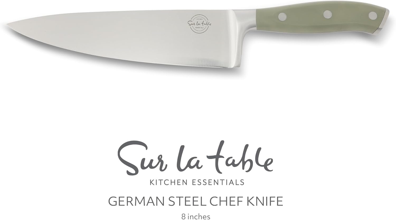 image:imageSur La Table Kitchen Essential Tasting Kitchen German Steel Chefs Knife 8Inch Stainless Steel Blade Professional Kitchen Knife with Black Handle and Forged Full TangJuniper Green