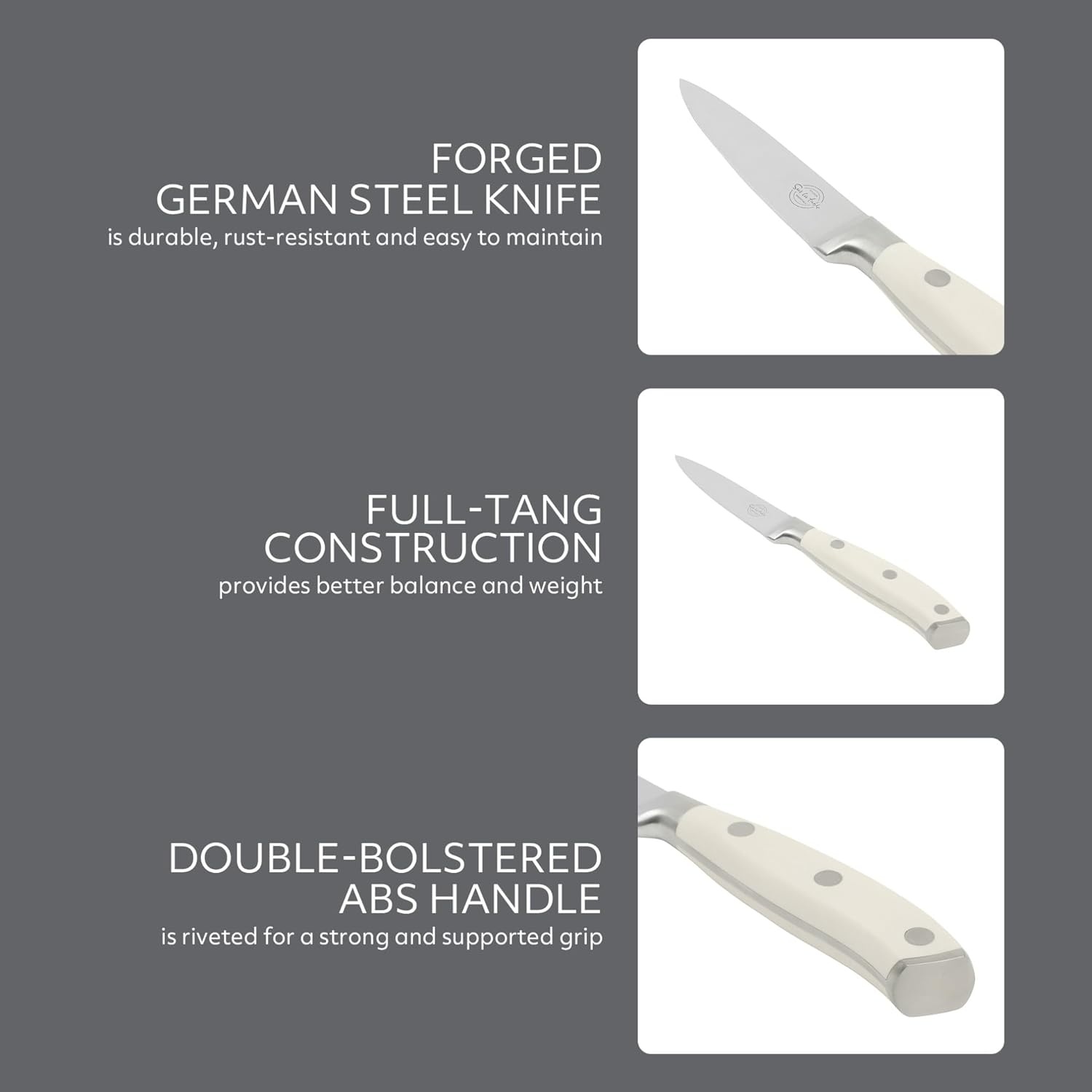 image:imageSur La Table Kitchen Essential Tasting Kitchen German Steel Paring Knife 35Inch Stainless Steel Blade Professional Kitchen Knife with White Handle and Forged Full Tang