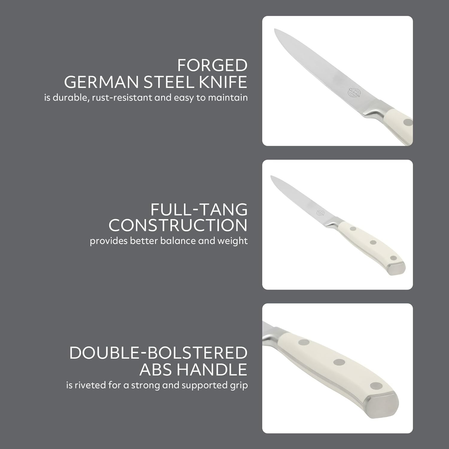 image:imageSur La Table Kitchen Essential Tasting Kitchen German Steel Santoku Knife 7Inch Stainless Steel Blade Professional Kitchen Knife with White Handle and Forged Full TangEggshell White 5 Utility