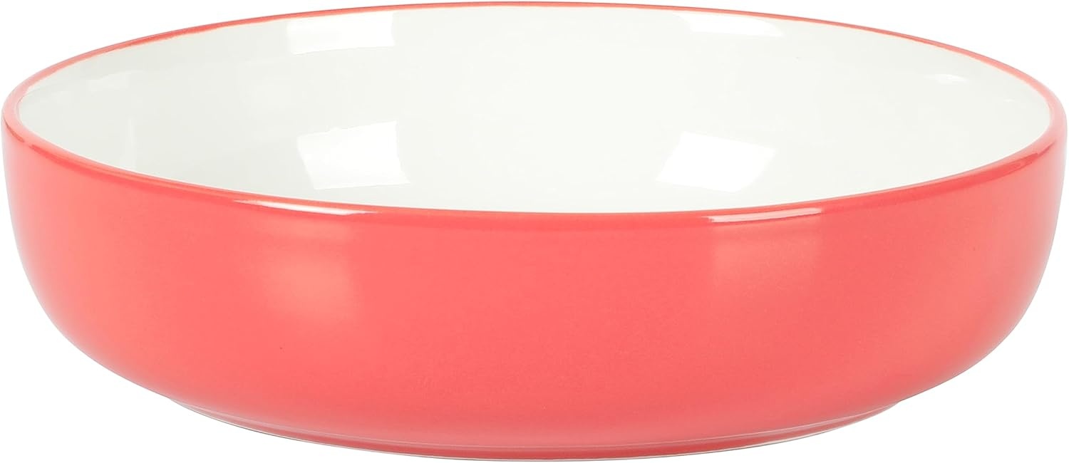 image:imageSur La Table Kitchen Essentials 16 Piece TwoTone Porcelain Chip and Scratch Resistant Dinnerware Plates and Bowls Set RedWhiteRedWhite