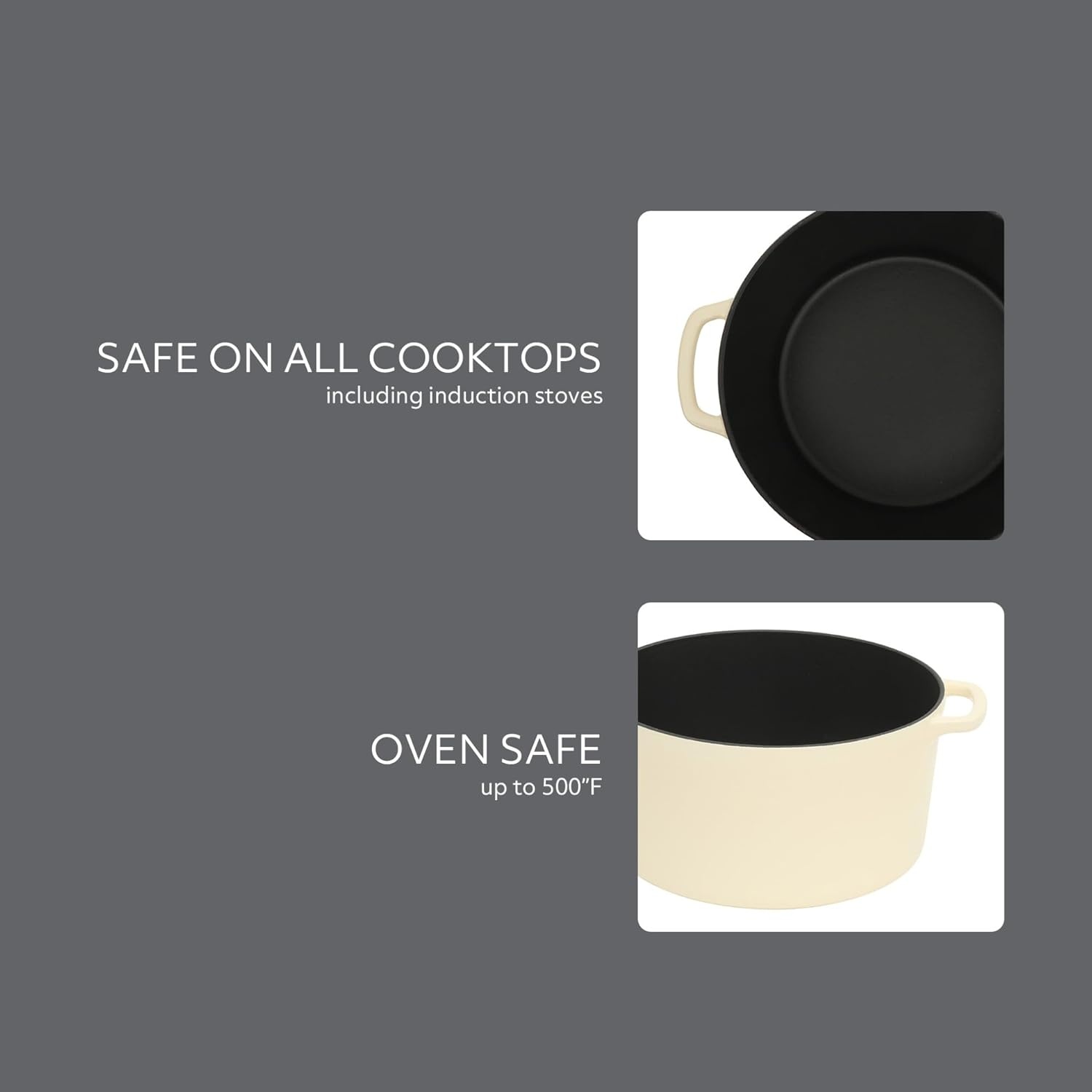 image:imageSur La Table Kitchen Essentials 4Piece Enameled Cast Iron Stackable Cookware Set 53 Qt Dutch Oven with Lid Braiser amp Grill Pan Navy Blue Gold Knob Oven Safe to 500F Induction CompatibleEggshell White 5qt Dutch