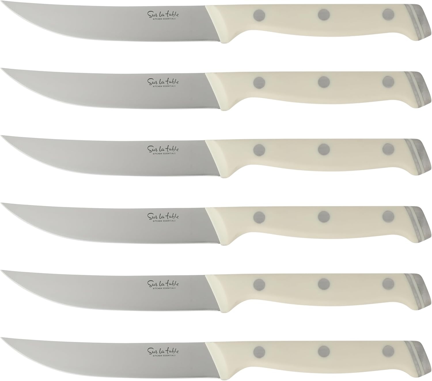 image:imageSur La Table Kitchen Essentials Knife Set with Block 14Piece Forged German Steel Kitchen Knives Beech Wood Block Chef Santoku Bread amp Steak Knives Shears amp Sharpener Linen WhiteLinen White 14pc Set