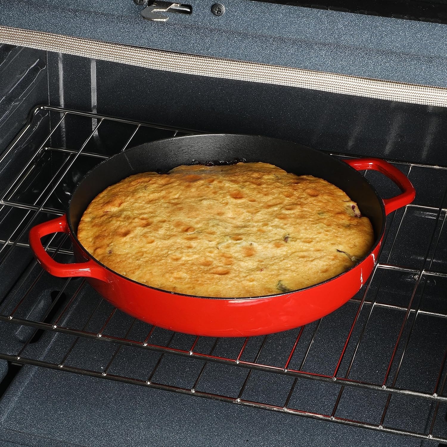 image:imageSur La Table Kitchen Essentials Supper Club 375 Quart Enamel Cast Iron All In One MultiPurpose NonToxic Nonstick Braiser Pan WBorosilicate Glass Lid Juniper GreenRed Braiser