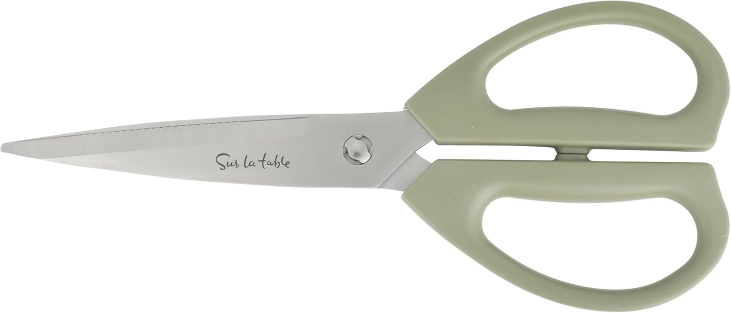 image:imageSur La Table Kitchen Essentials Tasting Kitchen HighCarbon German Steel 7 Piece Full Tang Forged Cutlery Knife Block Set Eggshell White WAshwood BlockJuniper Green w Ashwood Block