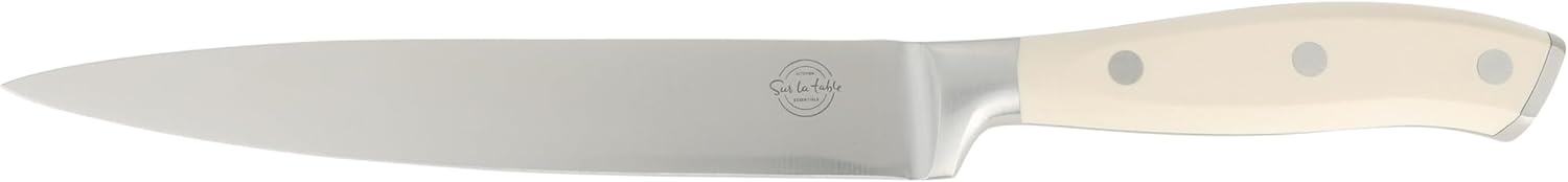 image:imageSur La Table Kitchen Essentials Tasting Kitchen HighCarbon German Steel 7 Piece Full Tang Forged Cutlery Knife Block Set Eggshell White WAshwood BlockEggshell White w Ashwood Block