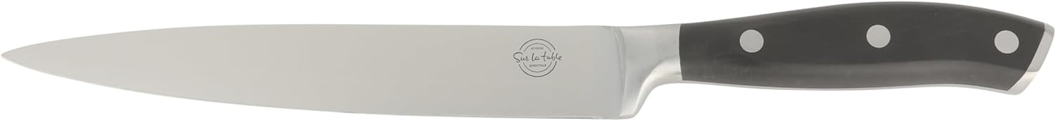 image:imageSur La Table Kitchen Essentials Tasting Kitchen HighCarbon German Steel 7 Piece Full Tang Forged Cutlery Knife Block Set Eggshell White WAshwood BlockBlack