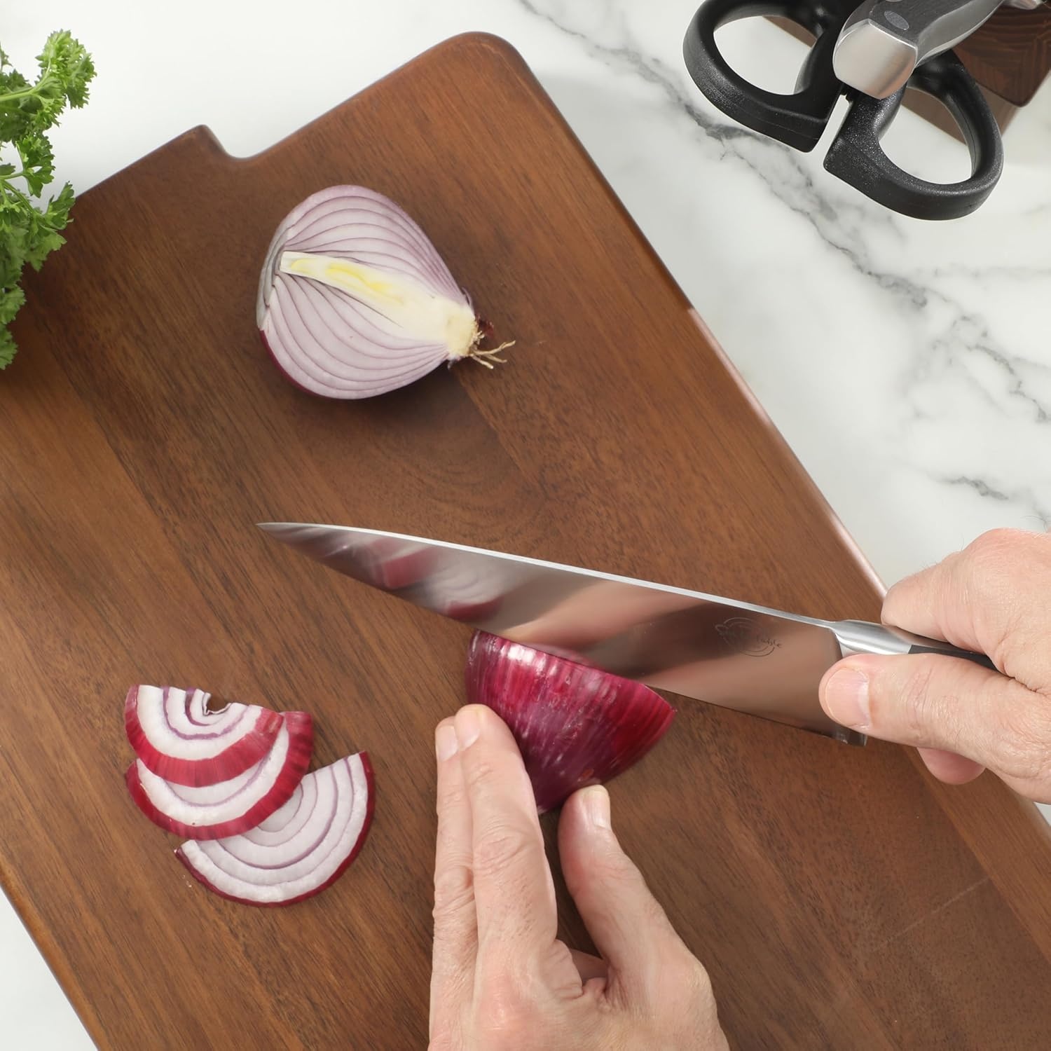 image:imageSur La Table Kitchen Essentials Tasting Kitchen HighCarbon German Steel 7 Piece Full Tang Forged Cutlery Knife Block Set Eggshell White WAshwood BlockBlack
