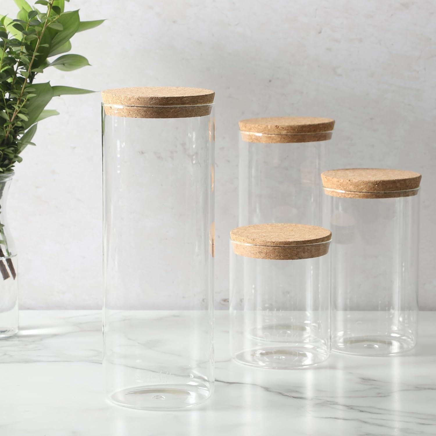 image:imageSur La Table Lyon Court 4Piece Glass Canister Set with Airtight Trigger Clamp Lids Clear 71 oz 54 oz 37 oz amp 225 oz Sizes Rubber Gasket Seal Dishwasher Safe Food Storage JarsSet of 4 57 oz 45 oz 34 oz 25 oz