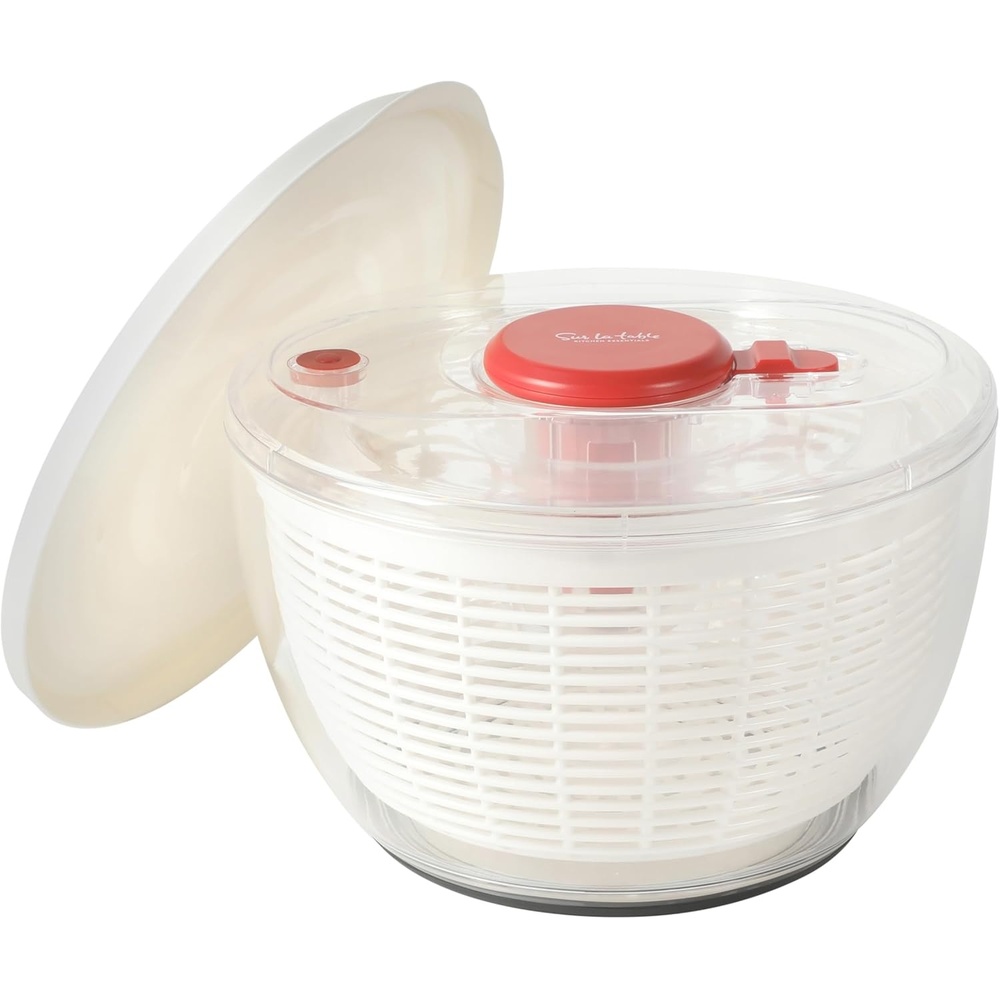 image:imageSur La Table Kitchen Essential 63 Qt Salad Spinner Fruit Wahser Fruit Washing Bowl with Strainer Vegertable Cleaner Salad Cleaner Lettuce Washer RedRed