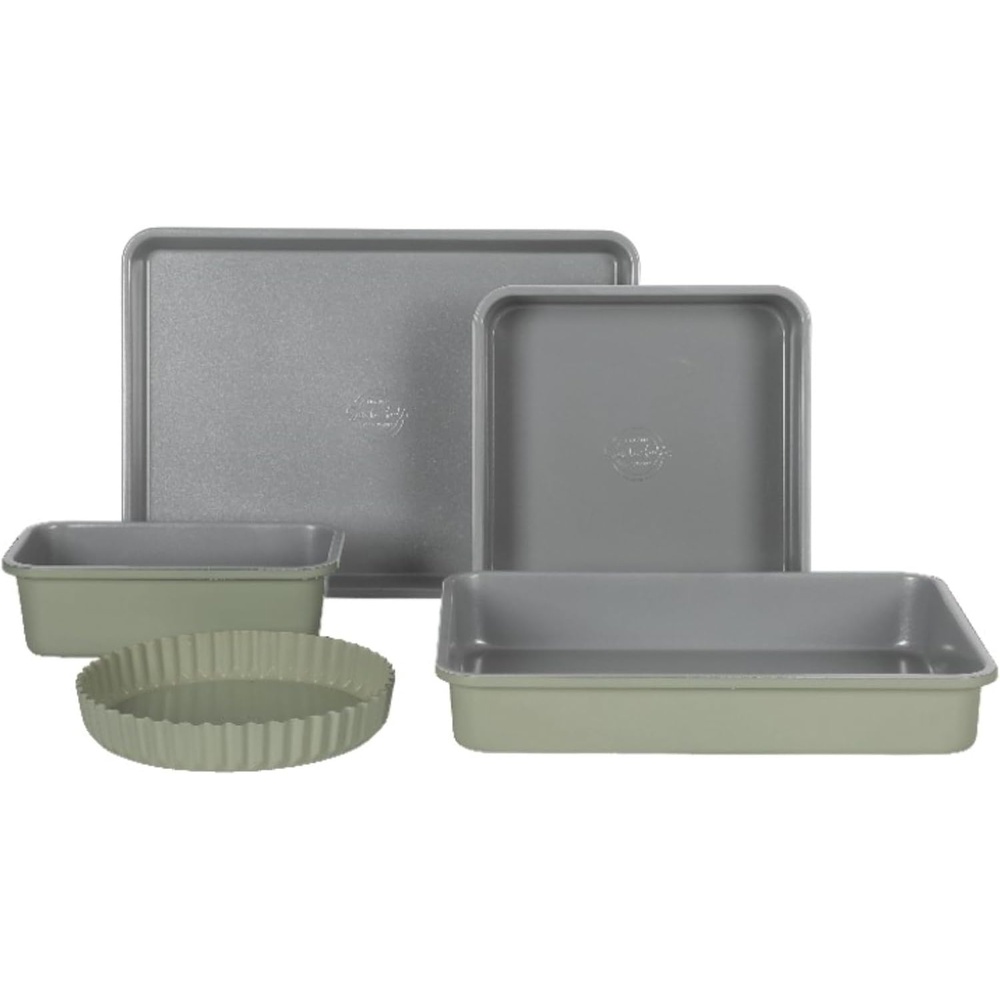 image:imageSur La Table Kitchen Essential Carbon Steel Baking Pans Bakeware Set WPremium PFOA PFAS PTFE Free Grey Non stick Juniper Green ExteriorJuniper Green