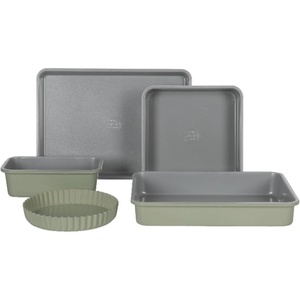 image:imageSur La Table Kitchen Essential Carbon Steel Baking Pans Bakeware Set WPremium PFOA PFAS PTFE Free Grey Non stick  Juniper Green ExteriorJuniper Green