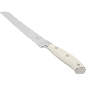 image:imageSur La Table Kitchen Essential Tasting Kitchen German Steel Bread Knife 8Inch Stainless Steel Blade  Professional Kitchen Knife with White Handle and Forged Full Tang