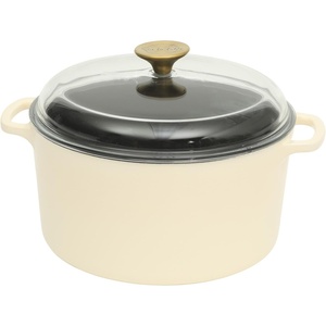image:imageSur La Table Kitchen Essentials 4Piece Enameled Cast Iron Stackable Cookware Set 53 Qt Dutch Oven with Lid Braiser amp Grill Pan Navy Blue Gold Knob Oven Safe to 500F Induction CompatibleEggshell White 5qt Dutch