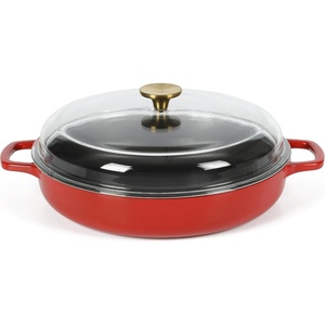 image:imageSur La Table Kitchen Essentials Supper Club 375 Quart Enamel Cast Iron All In One MultiPurpose NonToxic Nonstick Braiser Pan WBorosilicate Glass Lid  Juniper GreenRed Braiser