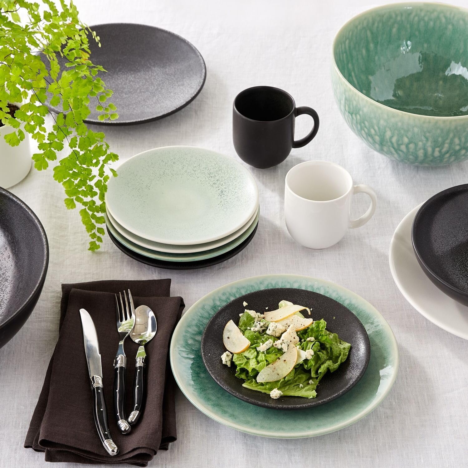 image:imageSur La Table Linen Napkins Set of 4 Exclusive Color HoneyCharcoal