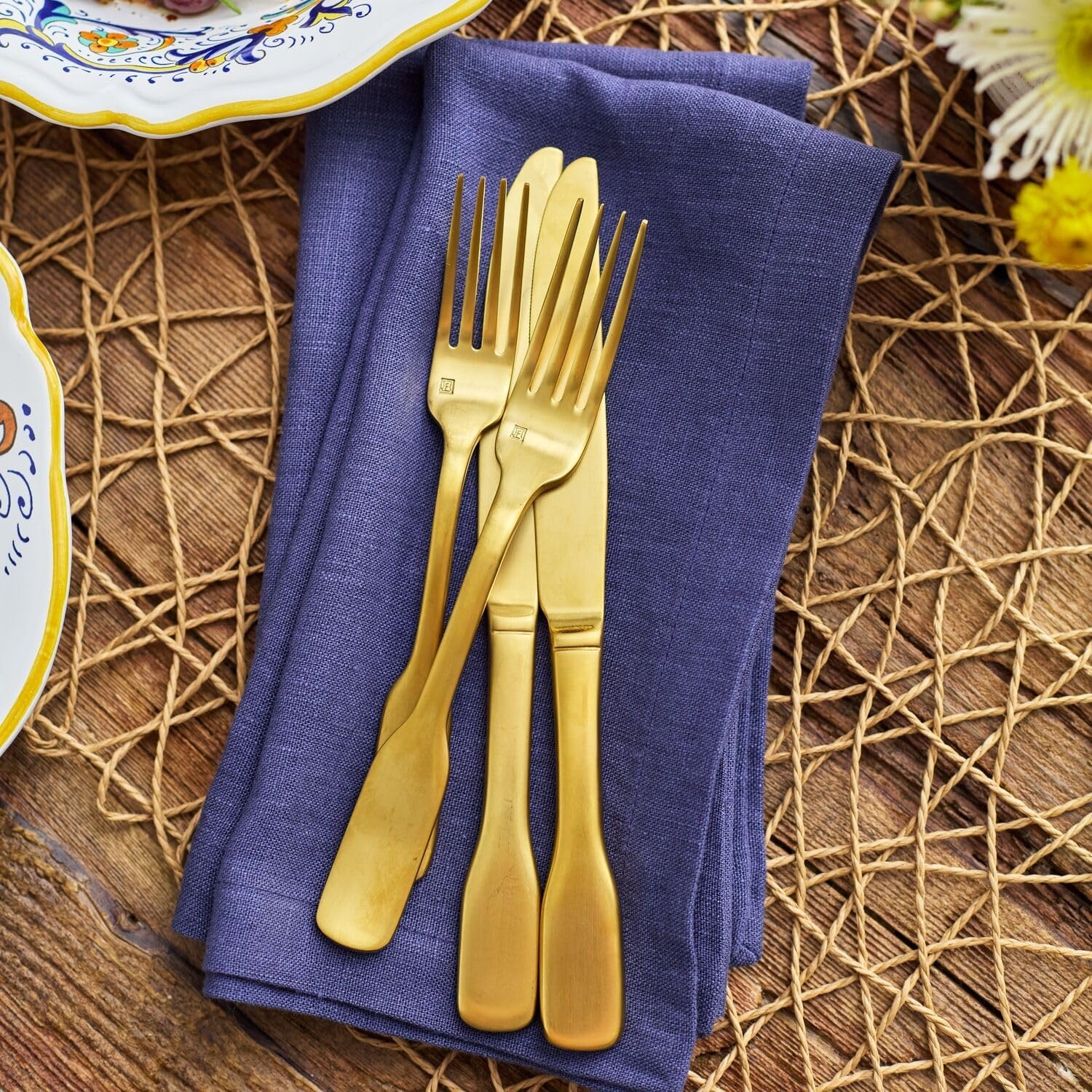 image:imageSur La Table Linen Napkins Set of 4 Exclusive Color HoneyIndigo
