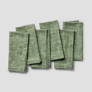 image:imageSur La Table Chambray Napkins Set of 6 WhiteGreen