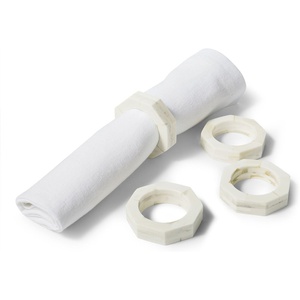 image:imageSur La Table Stacked Bone Napkin Rings Set of 4 Tan