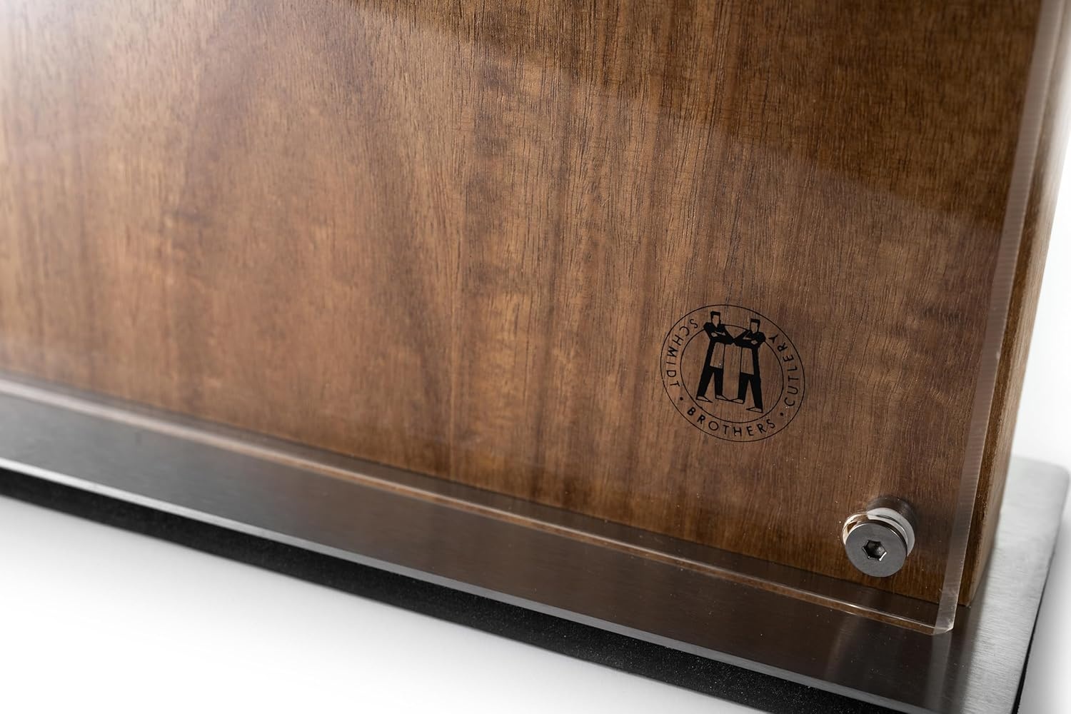 image:imageSchmidt Brothers Acacia Midtown Magnetic Knife Block Acacia Hardwood and Acrylic Shield Universal Cutlery Storage For 810 KnivesAcacia Downtown