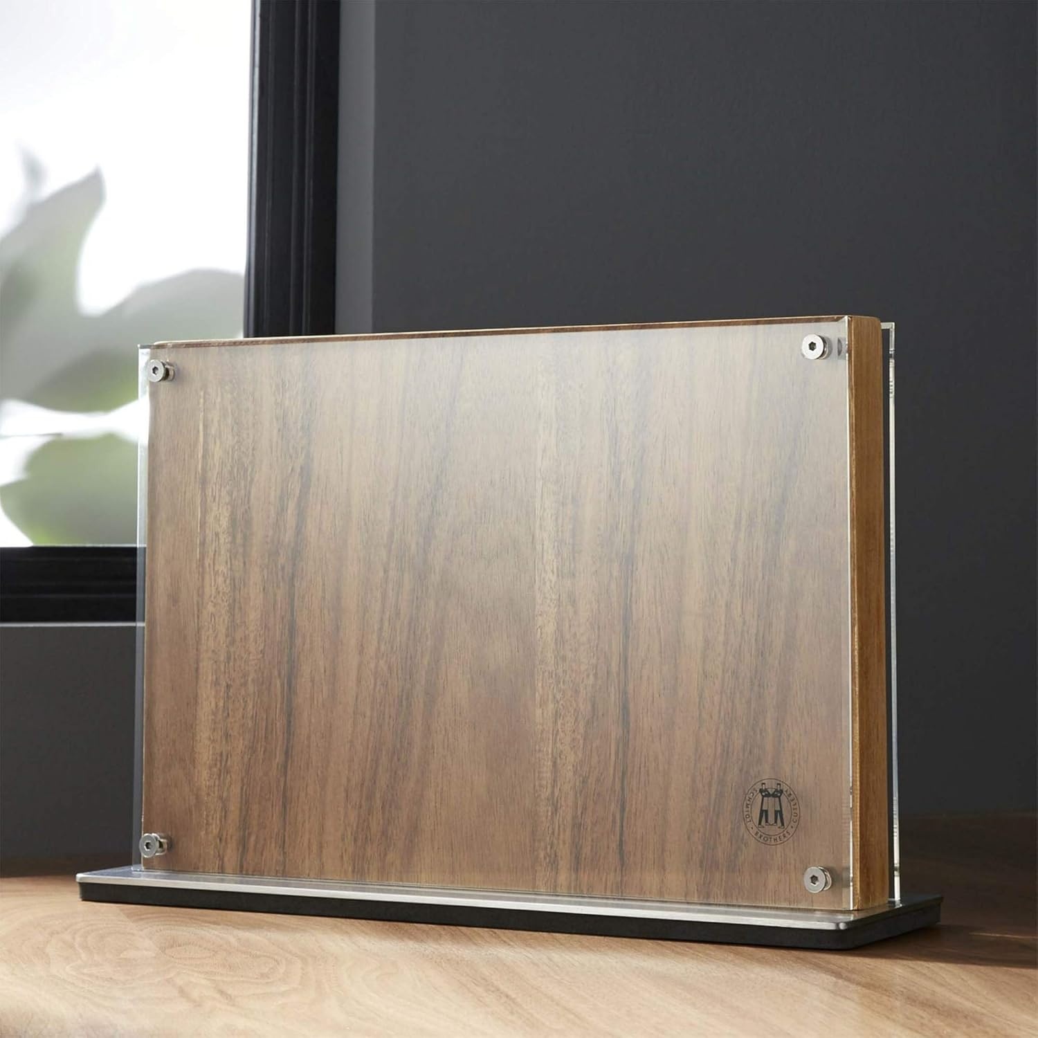 image:imageSchmidt Brothers Acacia Midtown Magnetic Knife Block Acacia Hardwood and Acrylic Shield Universal Cutlery Storage For 810 KnivesAcacia Downtown