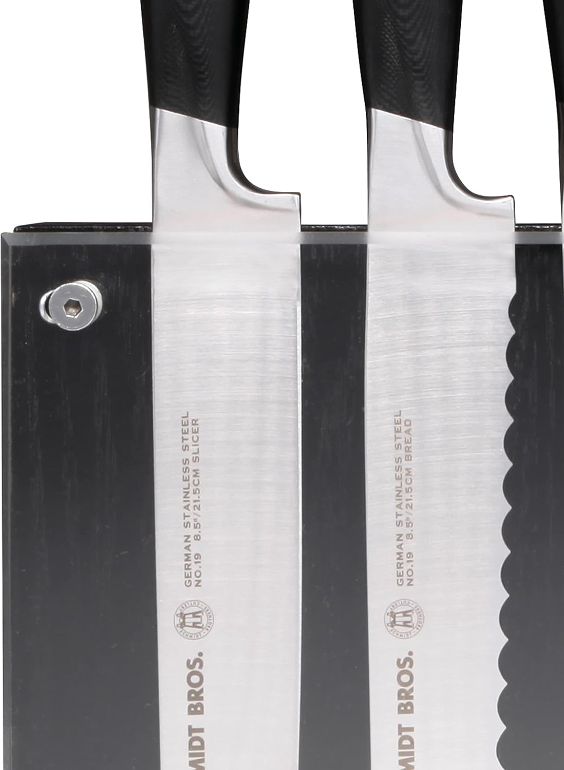 image:imageSchmidt Brothers Acacia Midtown Magnetic Knife Block Acacia Hardwood and Acrylic Shield Universal Cutlery Storage For 810 KnivesBlack Midtown
