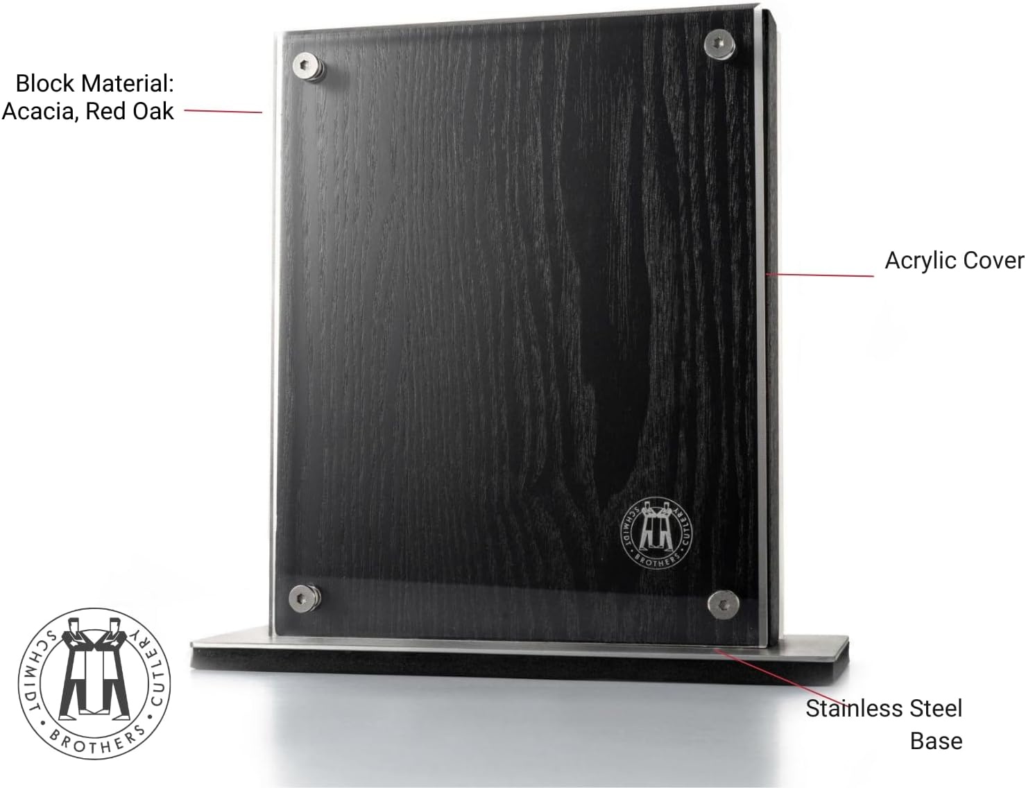 image:imageSchmidt Brothers Acacia Midtown Magnetic Knife Block Acacia Hardwood and Acrylic Shield Universal Cutlery Storage For 810 KnivesBlack Midtown