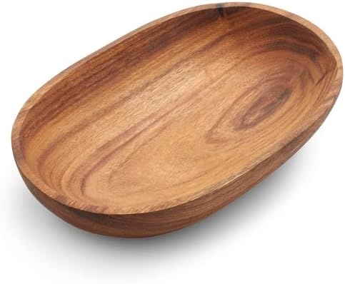 image:imageSur La Table Acacia Oval Serving Bowl Natural Acacia Wood Oval Bowl for Salads Pasta Bread and FamilyStyle Serving