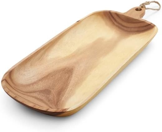 image:imageSur La Table Acacia Oval Serving Platter with Handle Tan