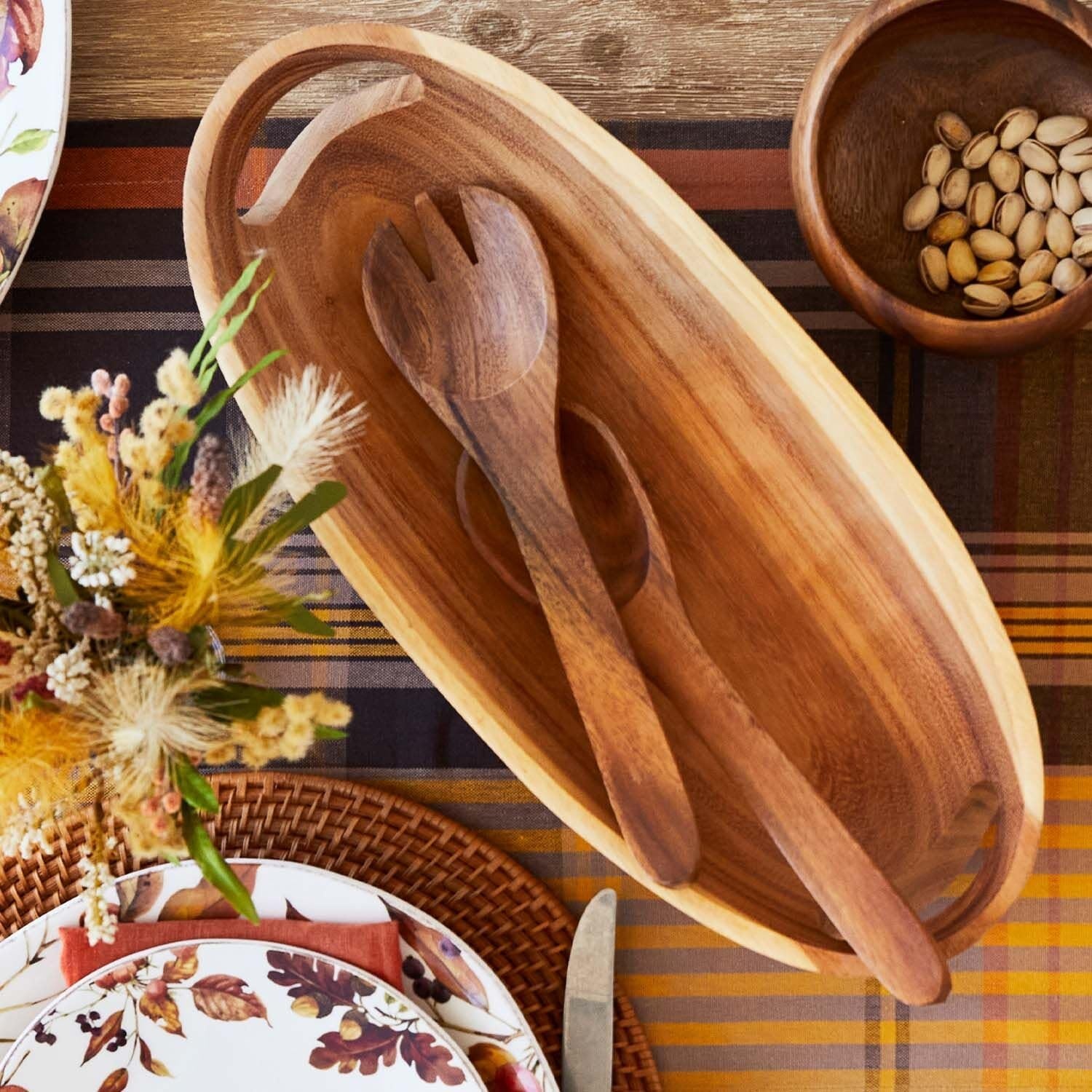 image:imageSur La Table Acacia Serving Tray with Handles Brown