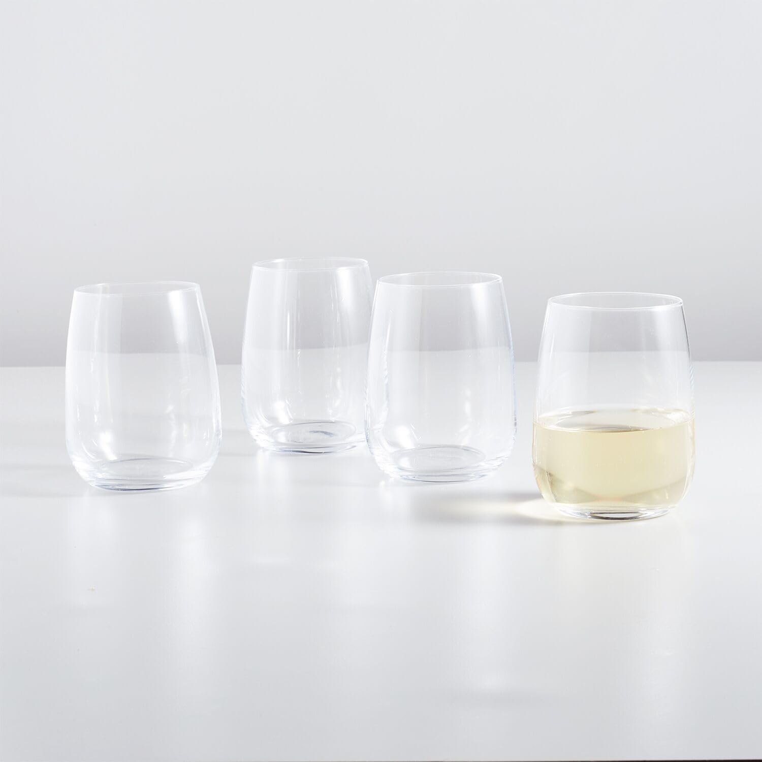 image:imageSur La Table Bistro Stemless Wine Glasses Set of 4 CrystalClear Stemless Wine Glasses for Everyday Dining and Casual Entertaining Set of 4
