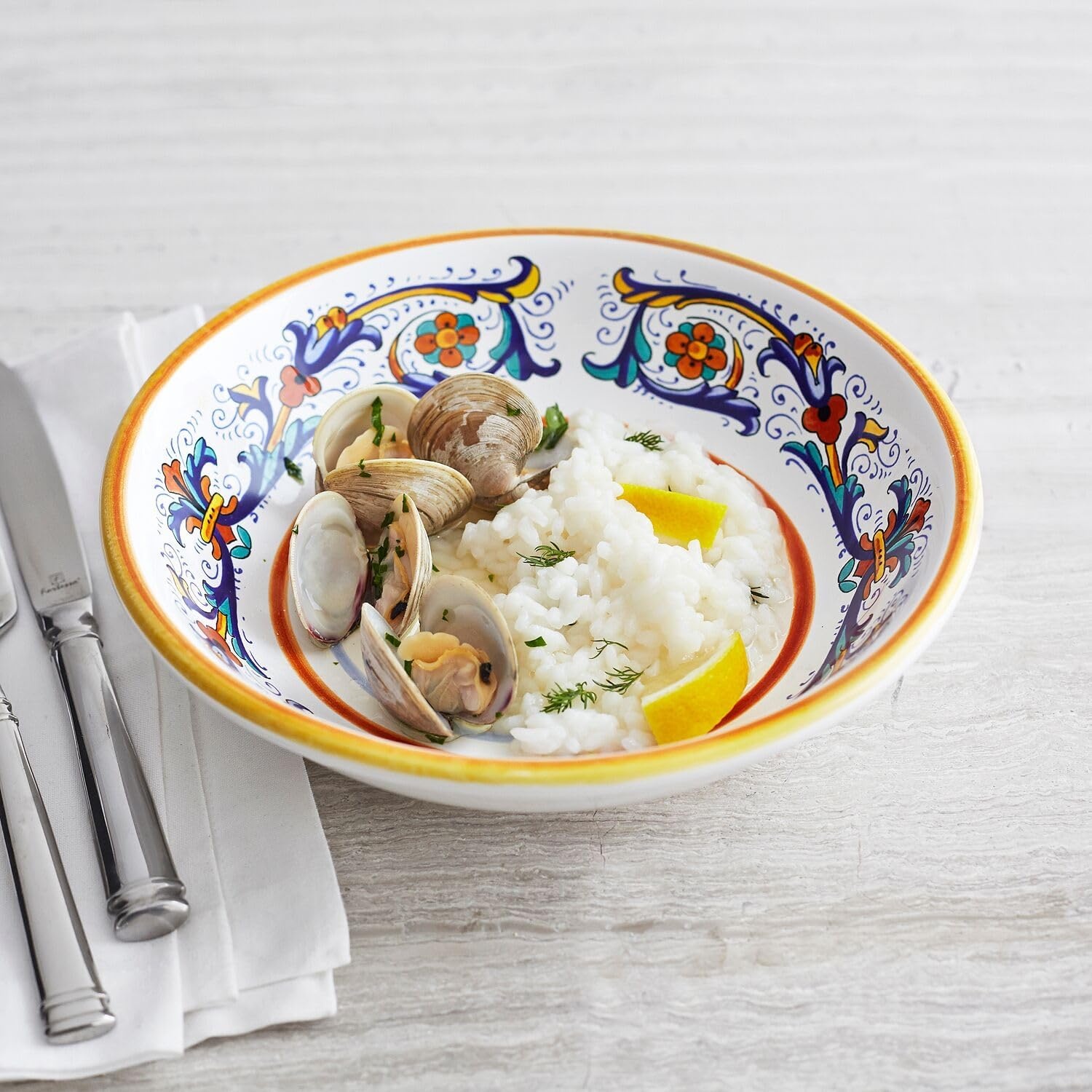 image:imageSur La Table Nova Deruta Pasta Bowl HandPainted Italian Ceramic Serving Dish Colorful RenaissanceInspired Dinnerware Made in Italy