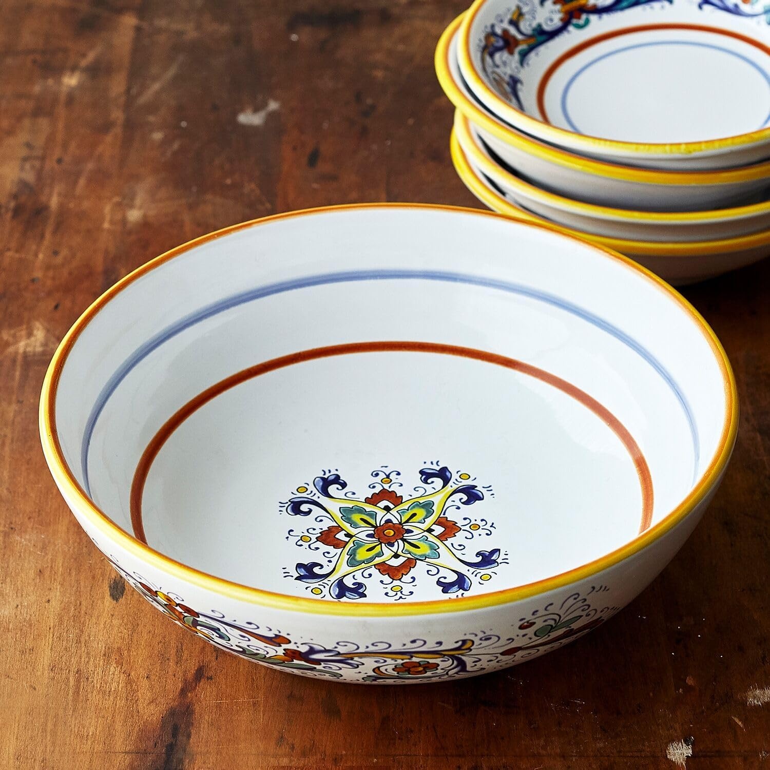 image:imageSur La Table Nova Deruta Pasta Serving Bowl 12 Handcrafted Italian Earthenware RenaissanceInspired Design Vibrant Glaze Made in Italy