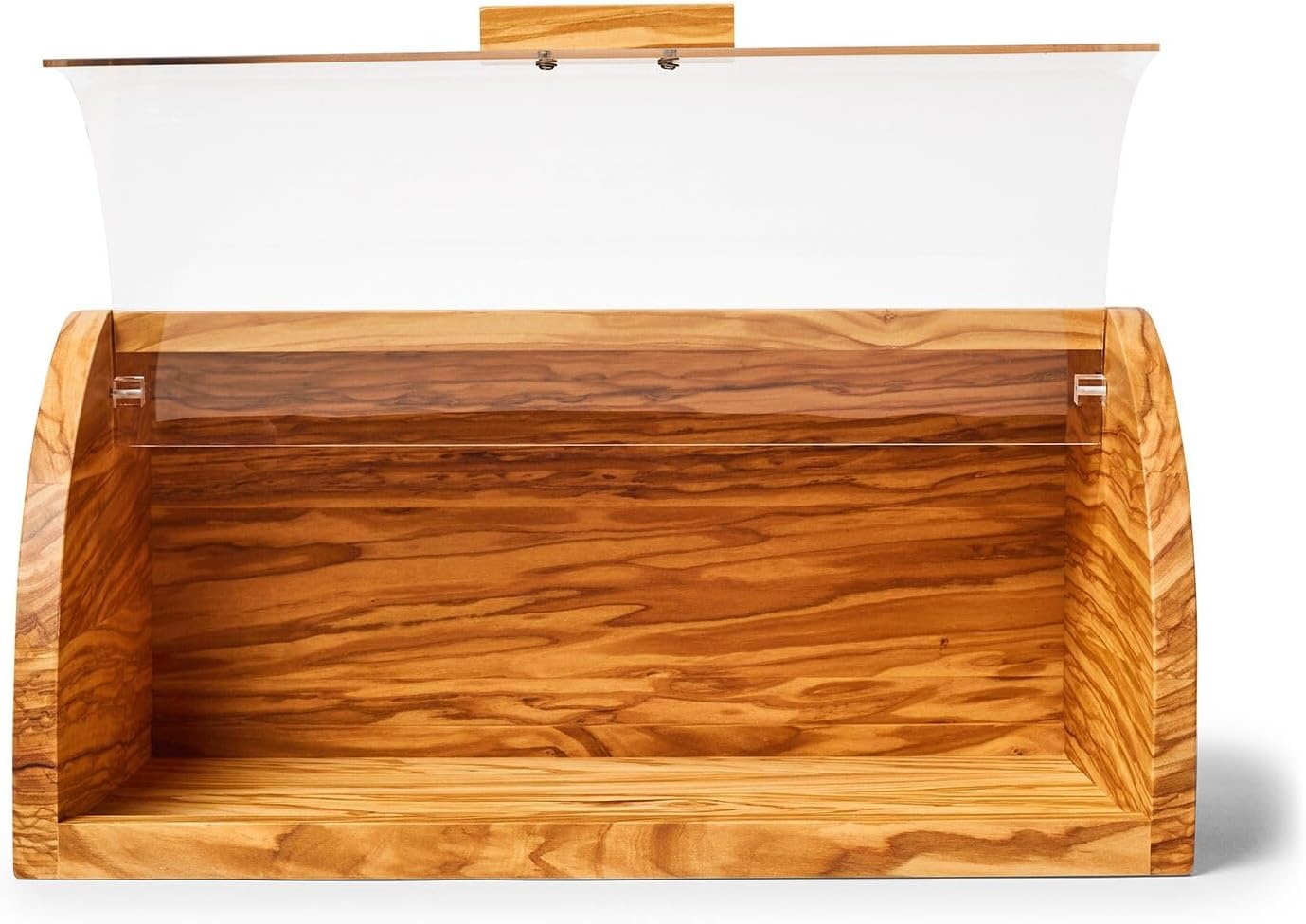 image:imageSur La Table Olivewood Bread Box 142 Countertop Bread Storage with Clear Lid amp Handle Crafted from Natural Hardwood with Unique Grain Keeps Baked Goods Fresher Longer