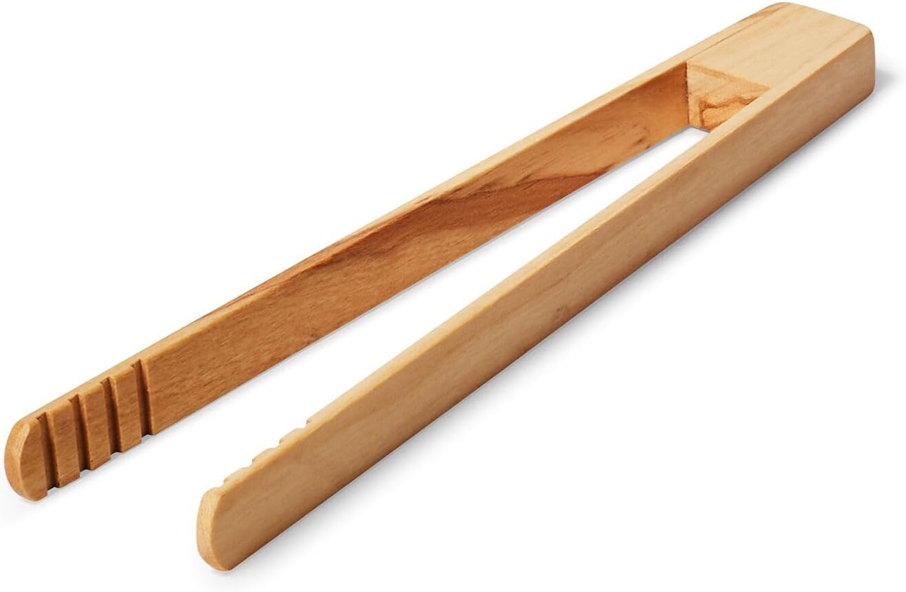 image:imageSur La Table Olivewood Tongs Handcrafted Italian Olivewood Salad and Serving Tongs for Gentle Food Handling