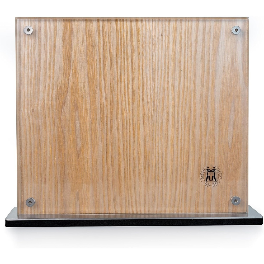 image:imageSchmidt Brothers Acacia Midtown Magnetic Knife Block Acacia Hardwood and Acrylic Shield Universal Cutlery Storage For 810 KnivesWhite Oak Borough