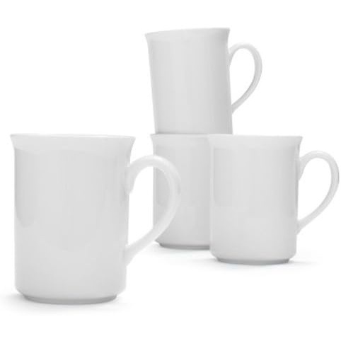 image:imageSur La Table Bistro Mugs Set of 4 White Set of 4 Classic White Porcelain Mugs for Everyday Coffee and Tea Service Set of 4