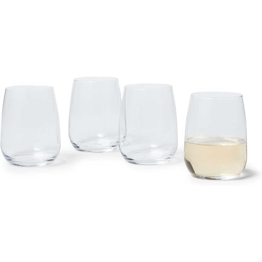 image:imageSur La Table Bistro Stemless Wine Glasses Set of 4 CrystalClear Stemless Wine Glasses for Everyday Dining and Casual Entertaining Set of 4