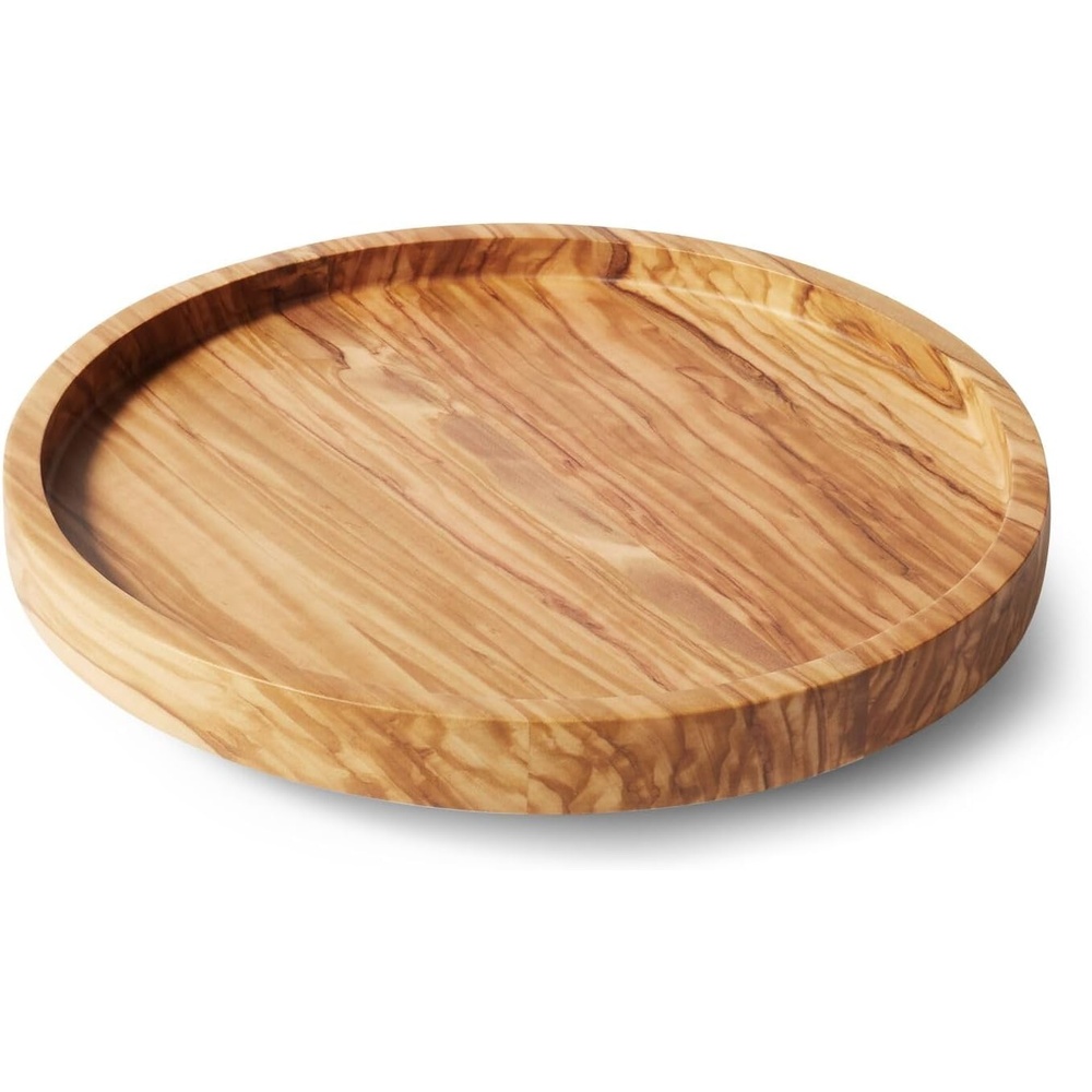 image:imageSur La Table Italian Olivewood Lazy Susan 105 Round Rotating Serving Tray with Raised Edge WarpResistant Wood for Condiments Spices Coffee Pods or Table Centerpiece