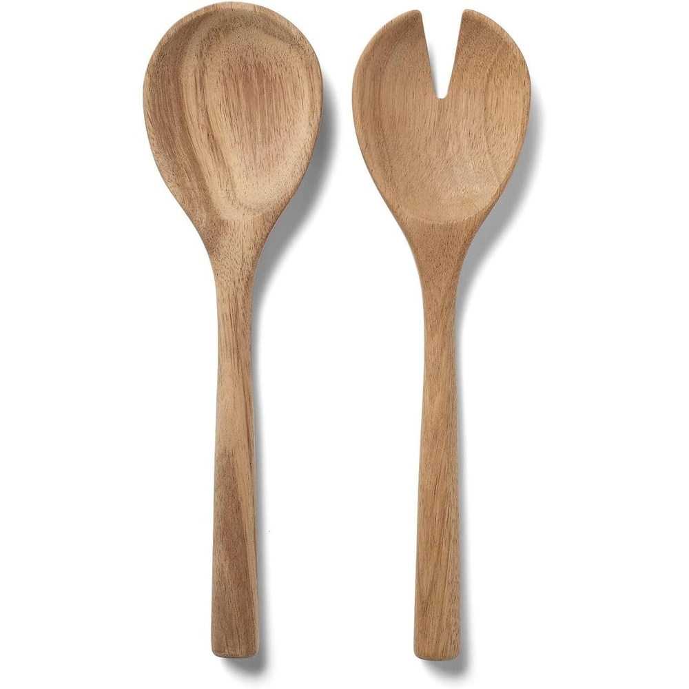 image:imageSur La Table Light Acacia Wood Servers Set of 2 Natural Light Acacia Wood Salad Spoon and Fork for Tossing and Table Serving Set of 2