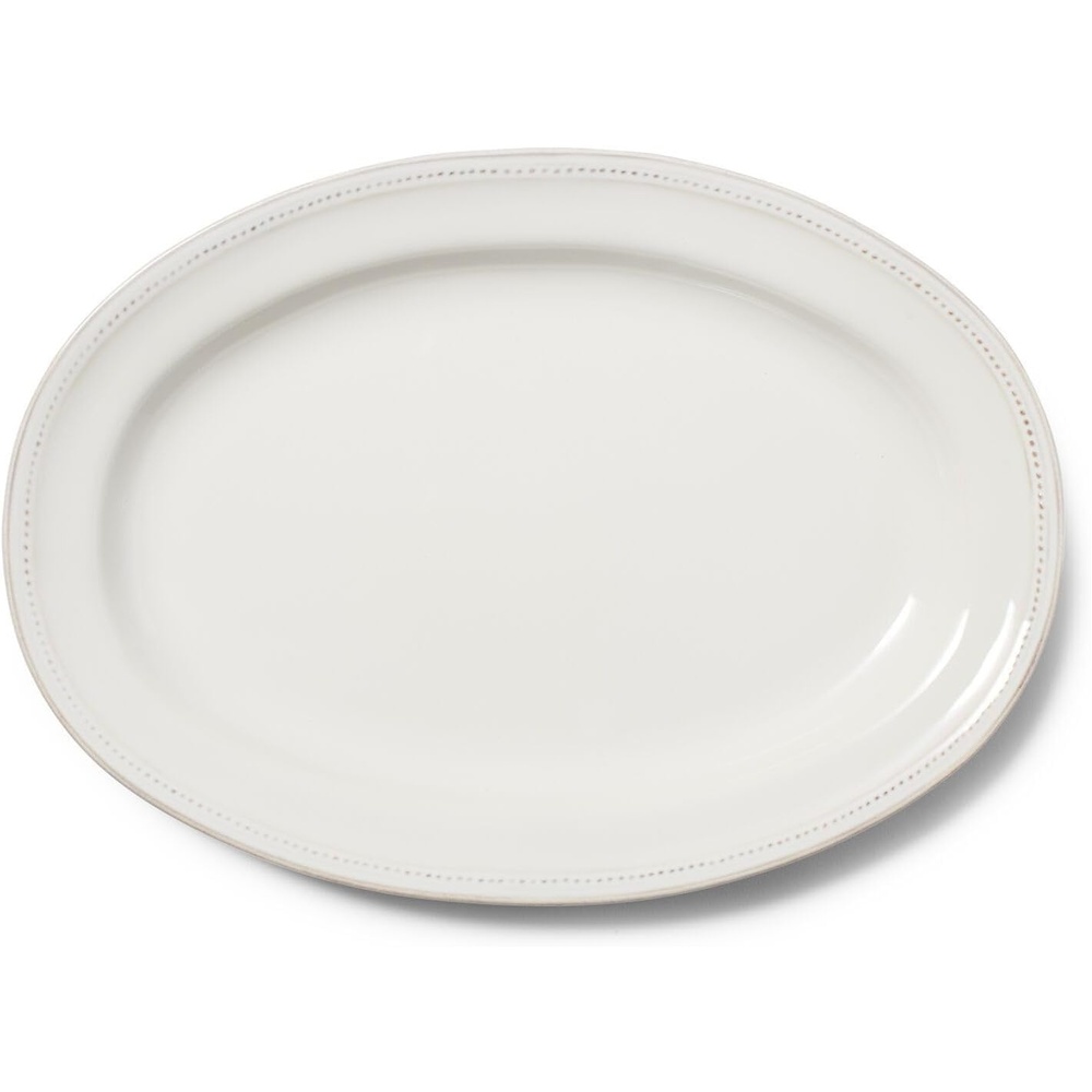 image:imageSur La Table Pearl Stoneware Serving Platter 1437 x 996 ChipResistant Tray with Raised Dot Border amp Distressed Edges VintageInspired Dinnerware Microwave amp Dishwasher