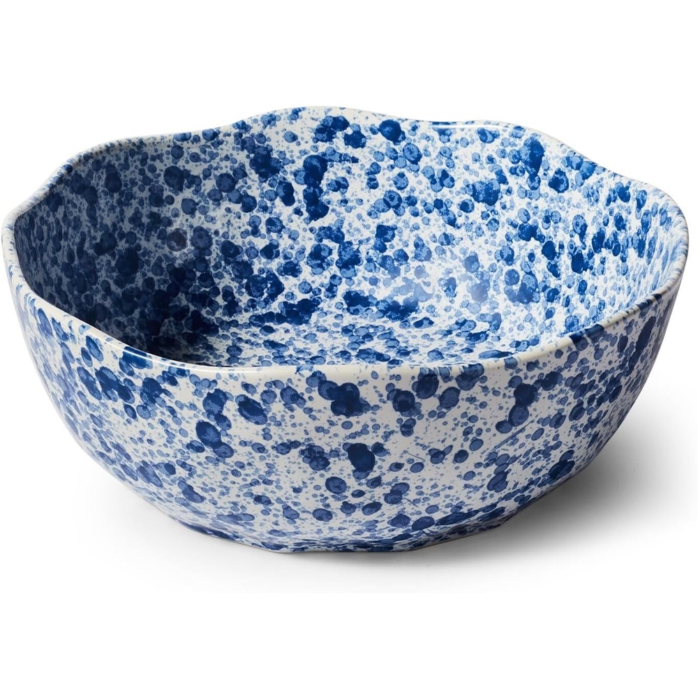 image:imageSur La Table Splatter Stoneware Serving Bowl 11 Round 4Qt Bowl with Vintage SpongewareInspired Design Oven amp Freezer Durable for Everyday Use or Entertaining BlueBlue