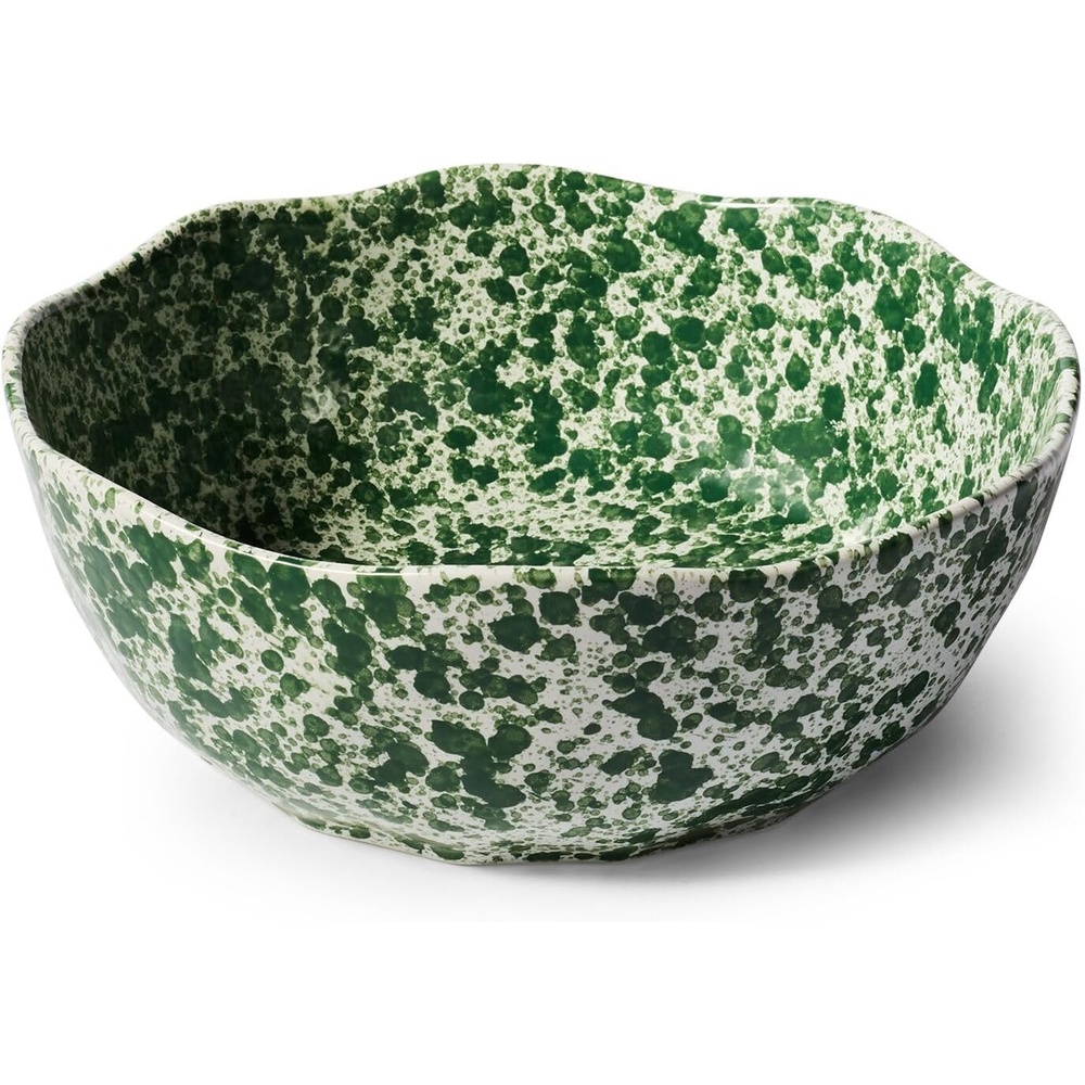 image:imageSur La Table Stoneware Splatter Design Serving Bowl 4 Qt 11 Round Colorful SpongewareInspired Salad amp Pasta Dish OvenFreezerDishwasher Green