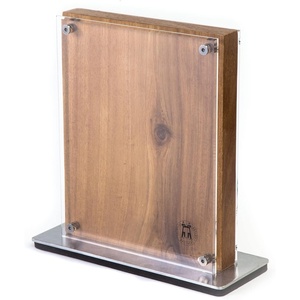 image:imageSchmidt Brothers  Acacia Midtown Magnetic Knife Block Acacia Hardwood and Acrylic Shield Universal Cutlery Storage For 810 KnivesAcacia Midtown