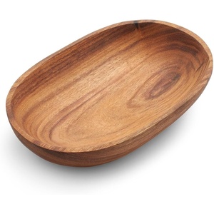 image:imageSur La Table Acacia Oval Serving Bowl Natural Acacia Wood Oval Bowl for Salads Pasta Bread and FamilyStyle Serving