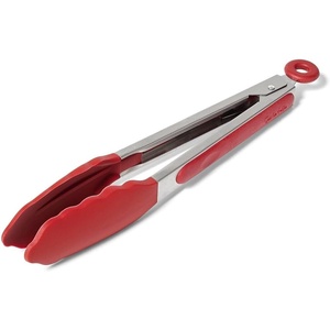 image:imageSur La Table SiliconeTipped Tongs 9 in Navy MidSize Nonstick Tongs with Locking Mechanism for Stovetop and Serving 9 inDark Red