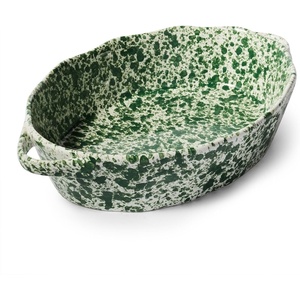 image:imageSur La Table Splatter Stoneware Oval Baker 24 Qt Reactive Glaze Casserole Dish for Baking Roasting and OventoTable Serving 24 Qt