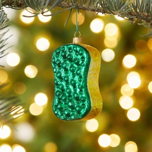 image:imageSur La Table Sponge Glass Hanging Blown Glass Ornament  Painted by Hand Holiday Christmas Tree Decoration