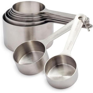 image:imageSur La Table Stainless Steel Measuring Cups Set  8 Nesting Cups from  to 2 Cups  Durable 188 Steel with EasyOpen Ring SpaceSaving Design Dishwasher